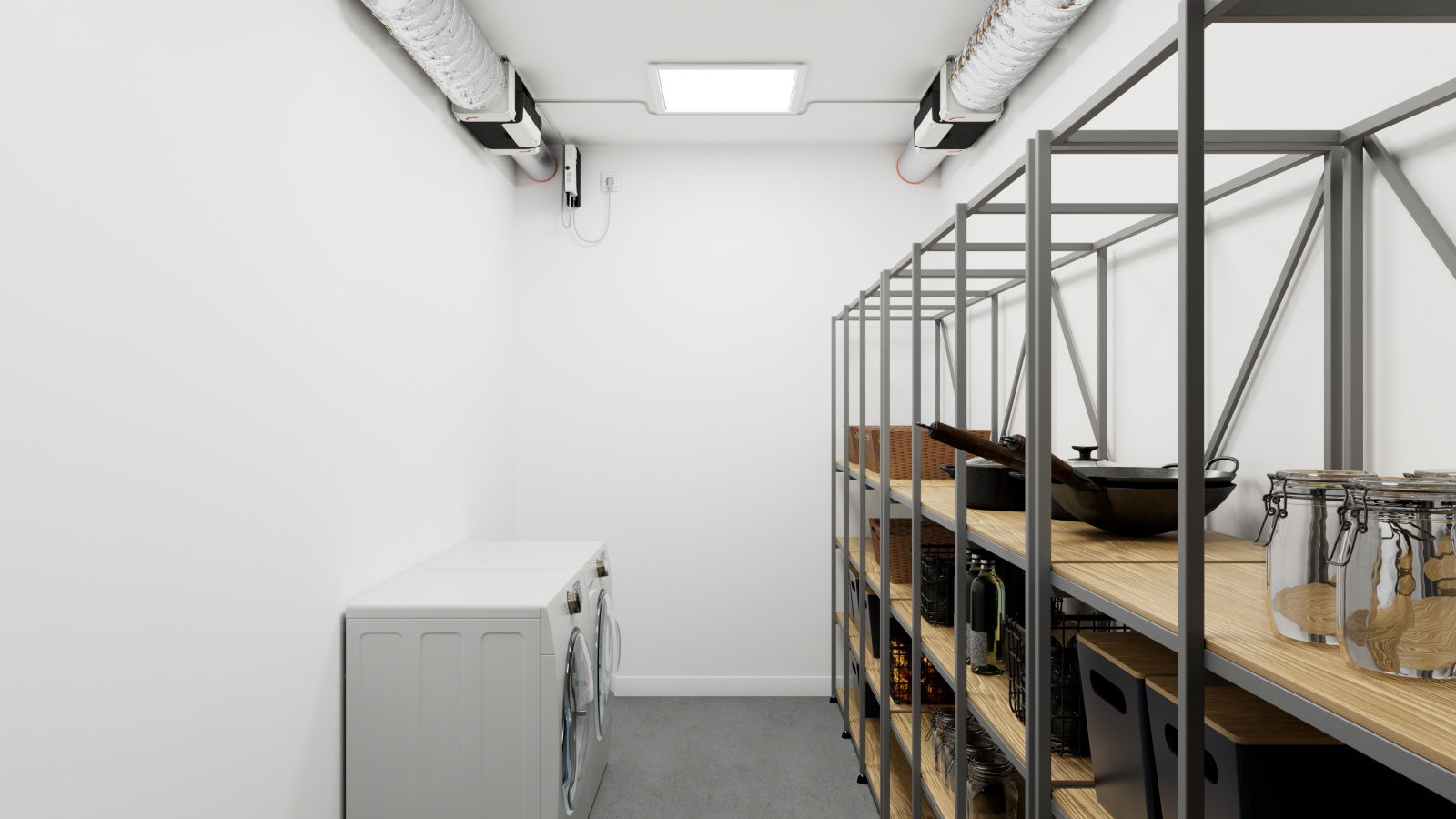 Rendering Zehnder ComfoVar Aero Comfortable indoor ventilation Angled view