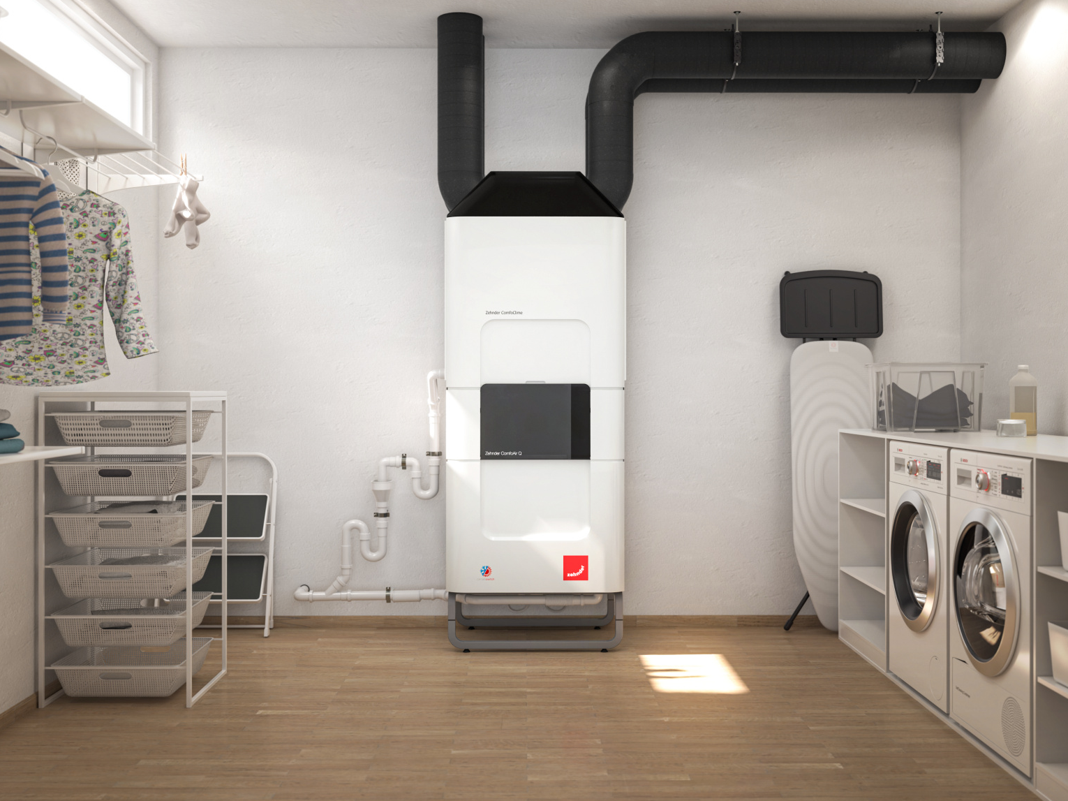Rendering Zehnder ComfoClime Q Comfortable indoor ventilation Front view