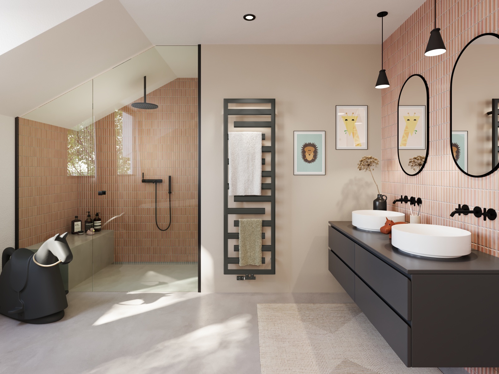 Rendering Zehnder Tetris Decorative radiator Front view