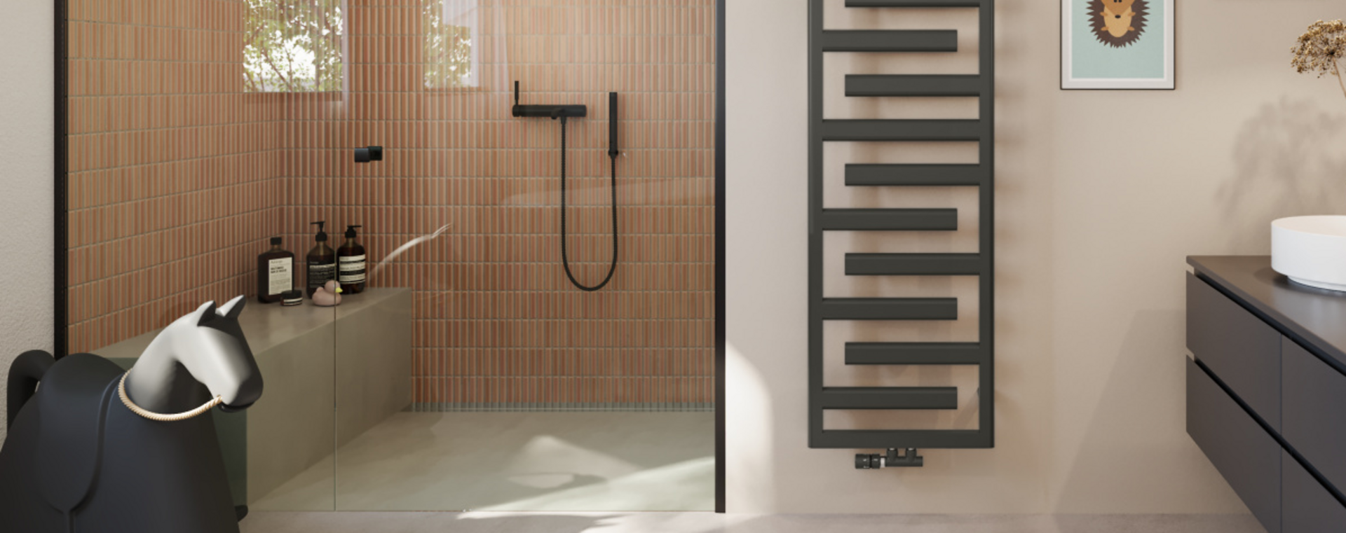 Rendering Zehnder Tetris Decorative radiator Front view